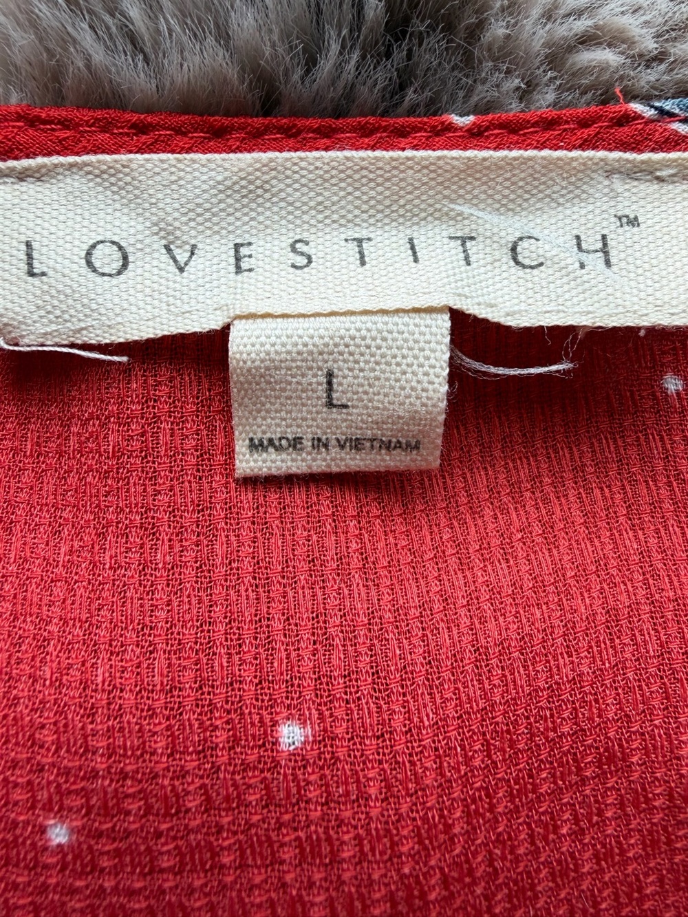 lovestitch Red Knit Top with White Speck and floral